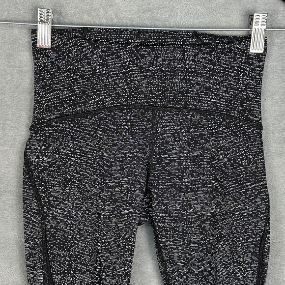 Lululemon Leggings Womens 4 Black Soundwave Train Times Crop Mesh Sporty Gym - Picture 2 of 13